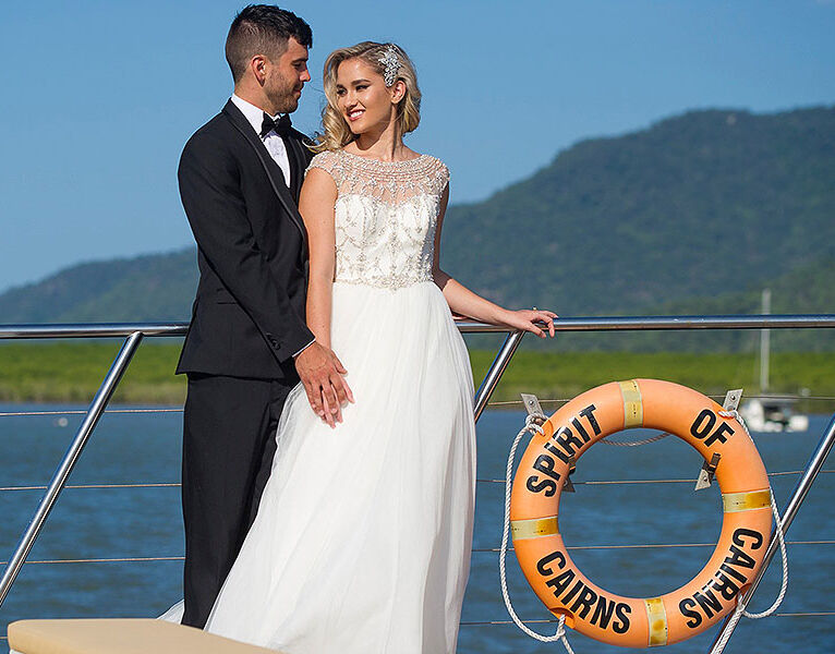 Spirit of Cairns Wedding Venue - couple on deck