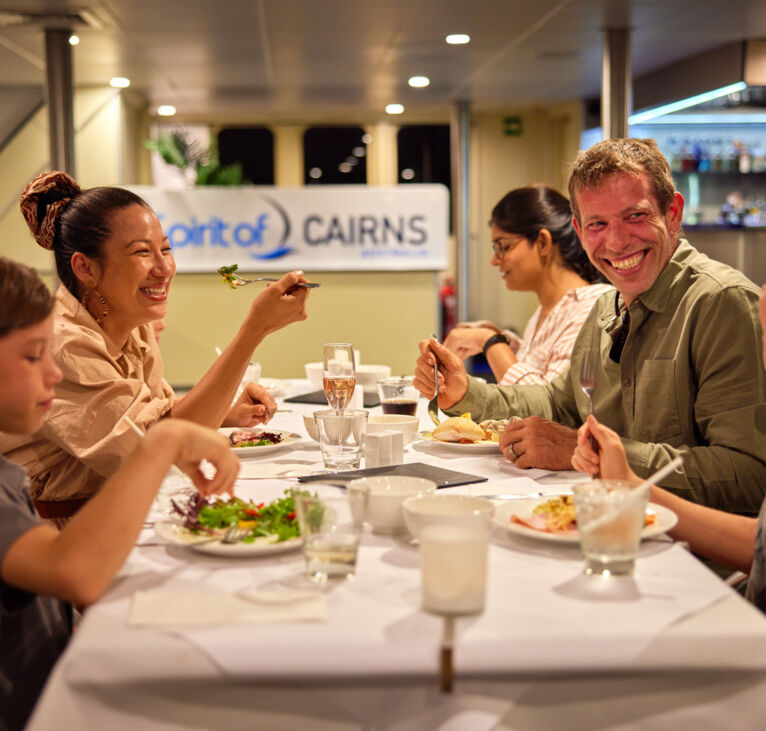 Family dining on Spirit of Cairns